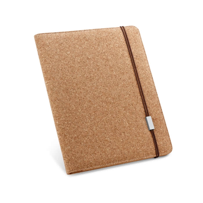 Sustainable writing case from cork with notepad and pen, A4