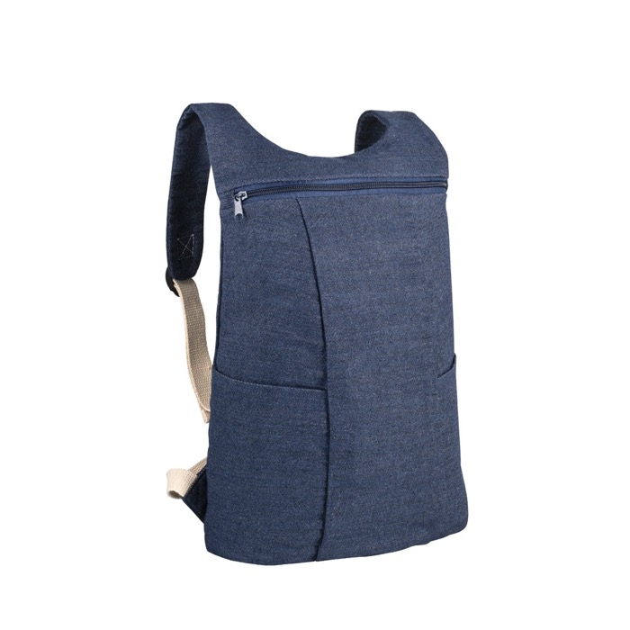 Denim backpack with front pockets and straps, 300 g/m2