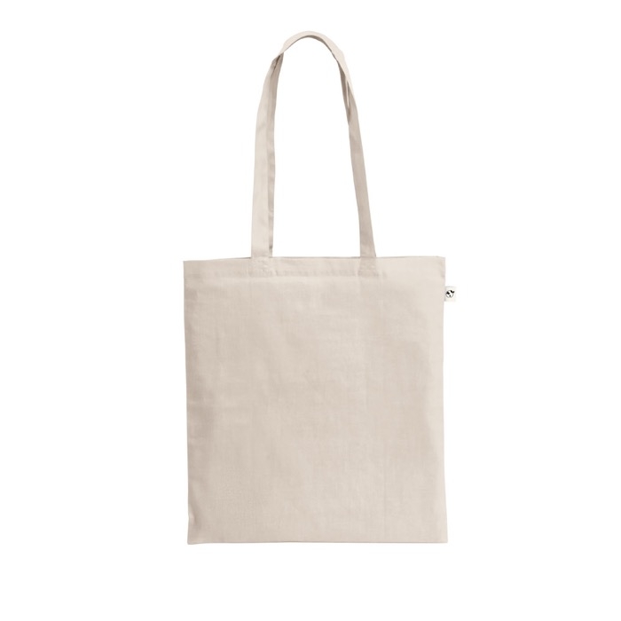 Natural recycled cotton-polyester shopping bag with handles, 150 g/m2