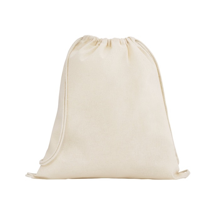 Natural drawstring backpack made entirely of cotton, 140 g/m2