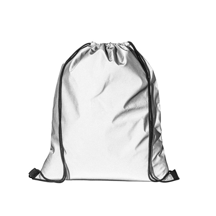 Reflective polyester bag with black handles, 200 g/m²