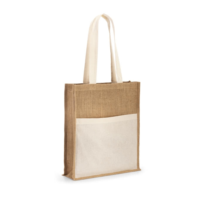 Jute bag with side compartment, 240 g/m2, Yute Pocket