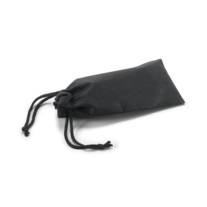 Black non-woven glasses case with cord, 80 g/m2