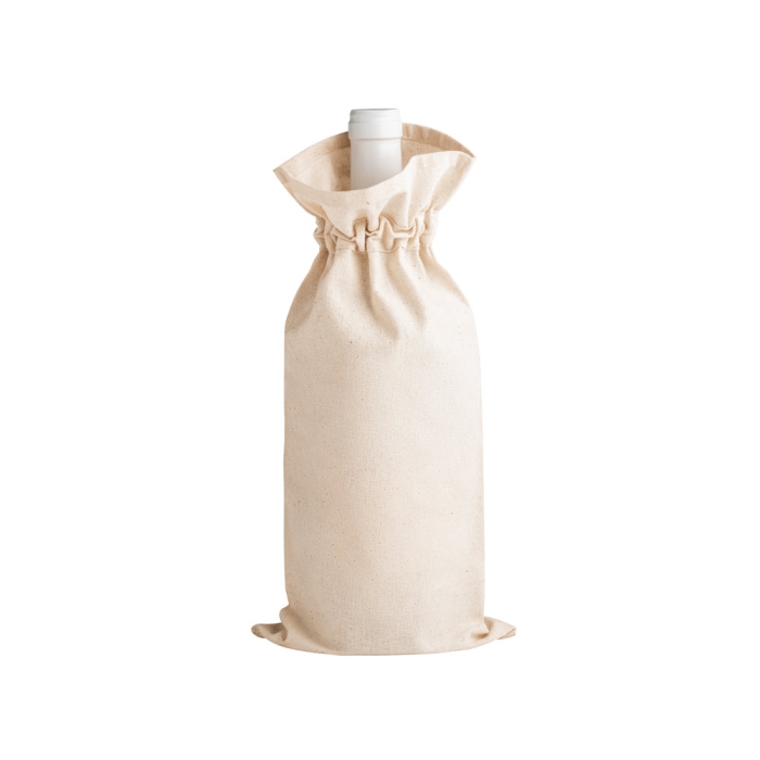 Cheap cotton bottle bag with cord, 180 g/m2, WIne