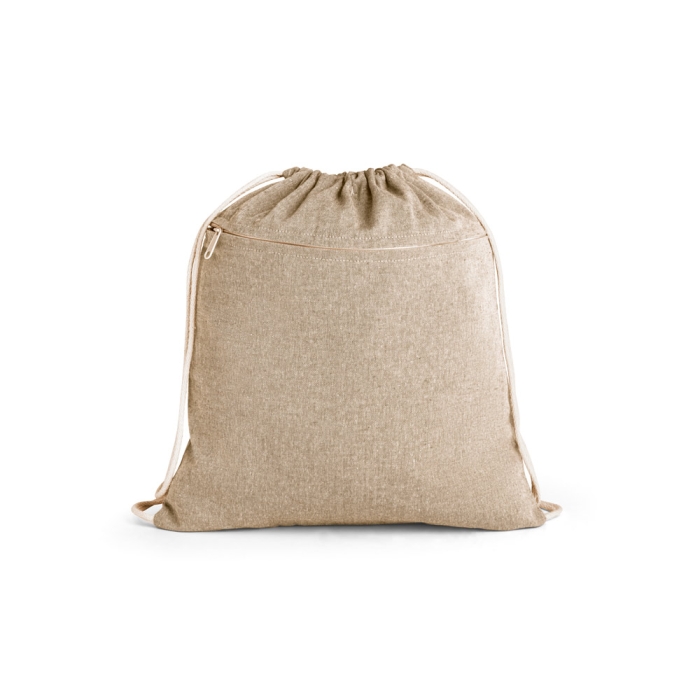 Recycled drawstring bag with pocket, 140 g/m2