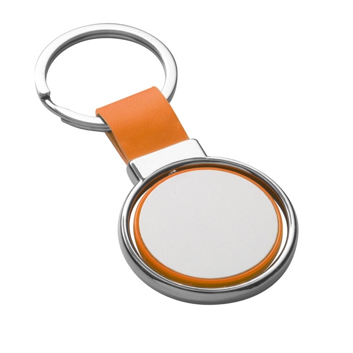 Rotatable keyring coloured faux leather strap