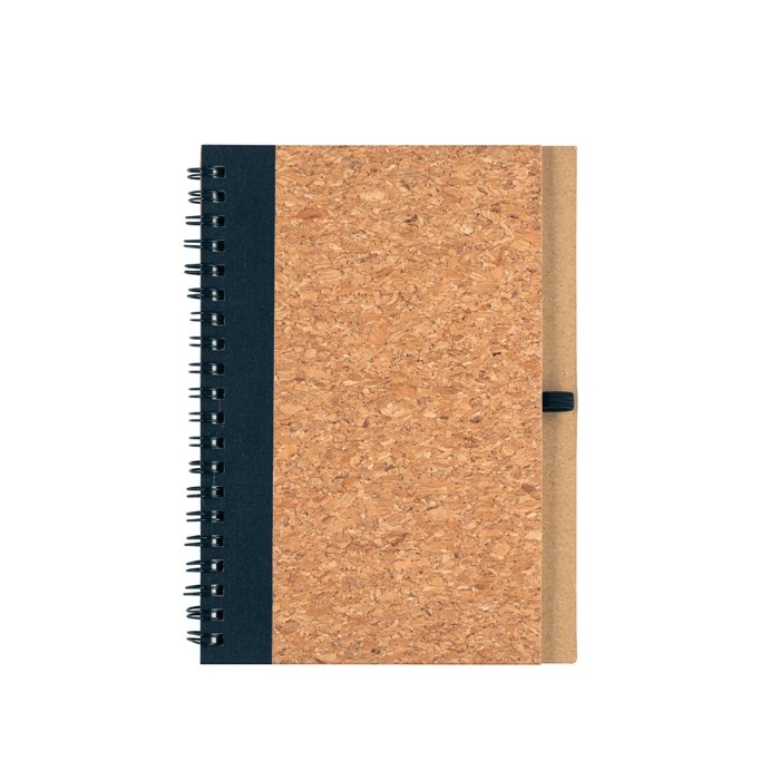 Cork and RPET hard cover notebook with pen, B6, plain pages