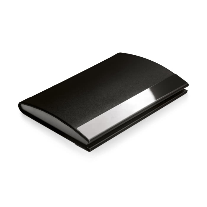 Card holder made of metal and imitation leather