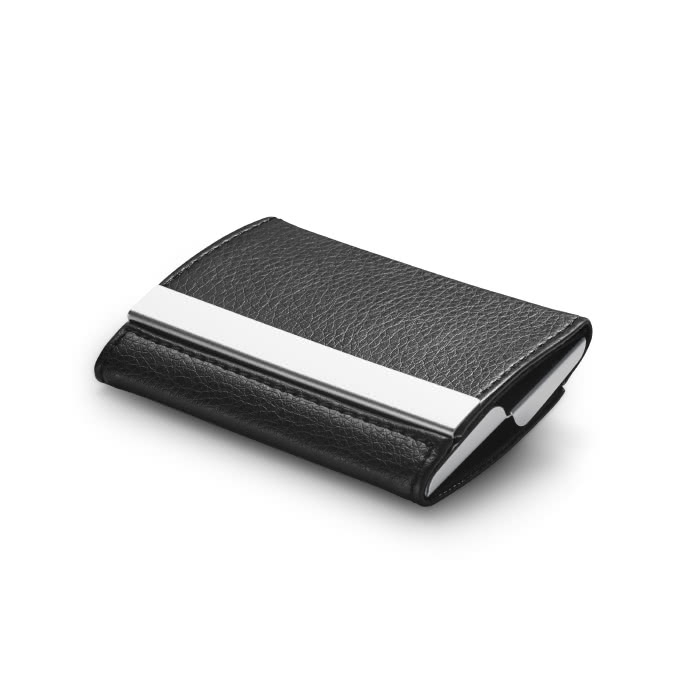 Double-sided metal & imitation leather card case