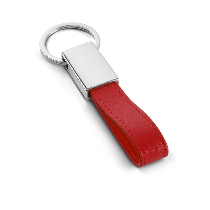 Affordable keyring made of faux leather and metal