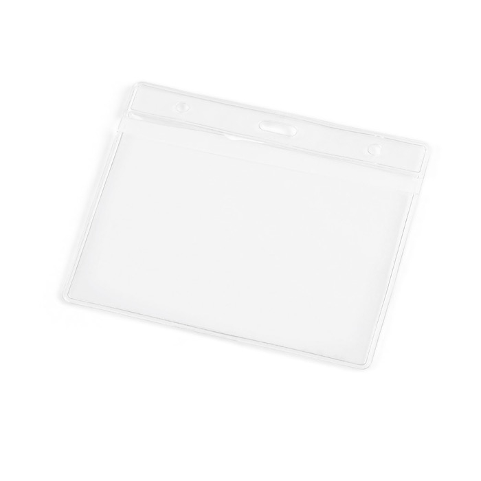 Horizontal plastic ID holder with carabiner holes 11x9cm
