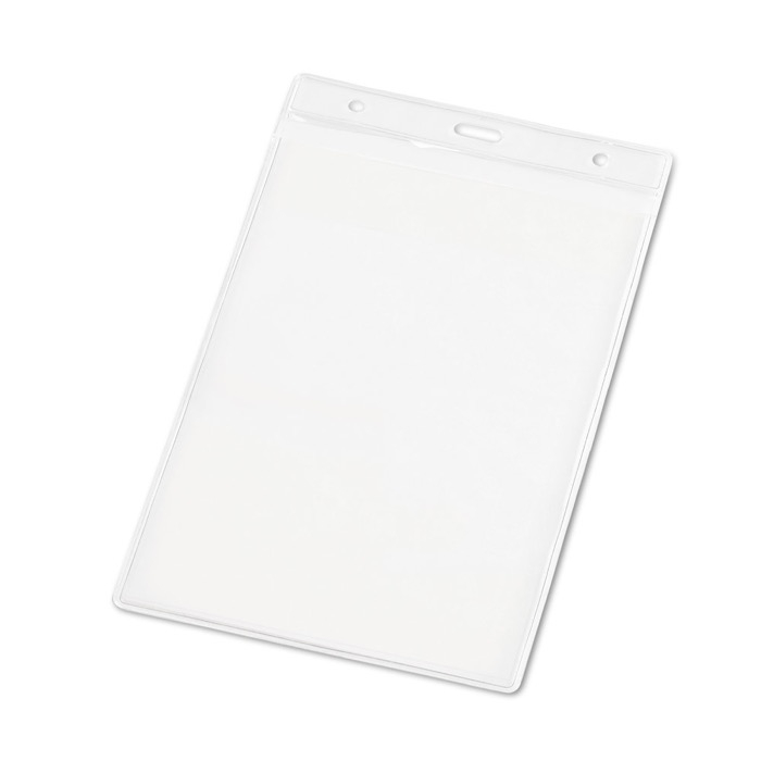 Vertical plastic ID holder with carabiner holes 11x17cm