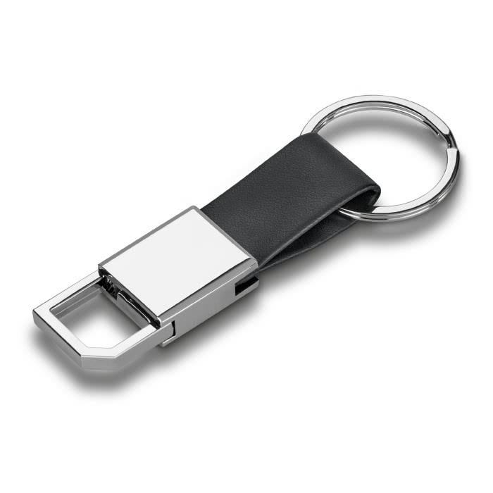 Metal keyring with faux leather lobster clasp