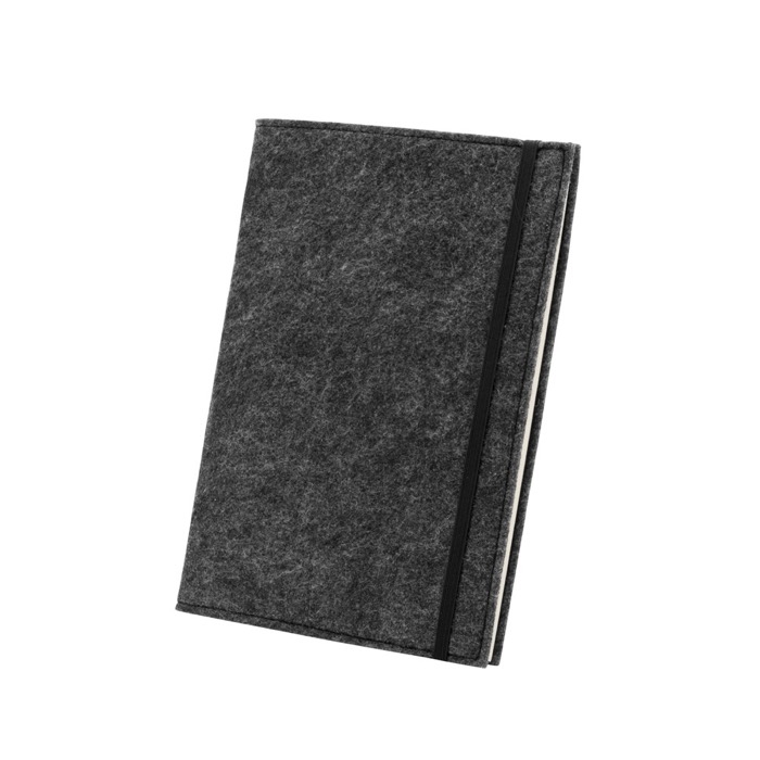 Notepad with recycled felt cover, A5 lined pages