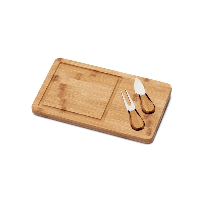 Cheese board with accessories as a customer gift, Cheddar