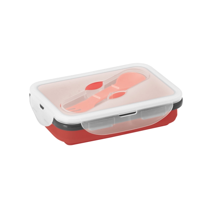 Airtight silicone lunch box with cutlery, 640ml
