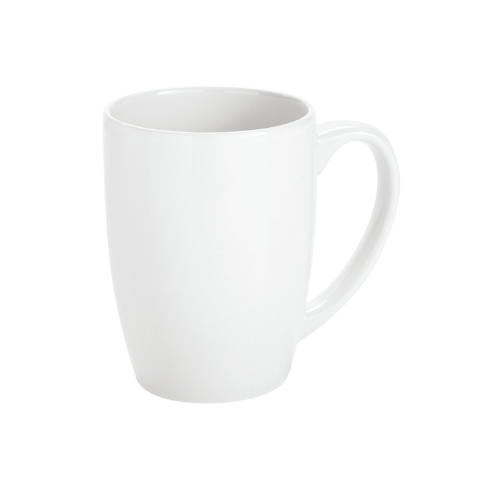 Promotional white ceramic mug with trendy design, 350 ml