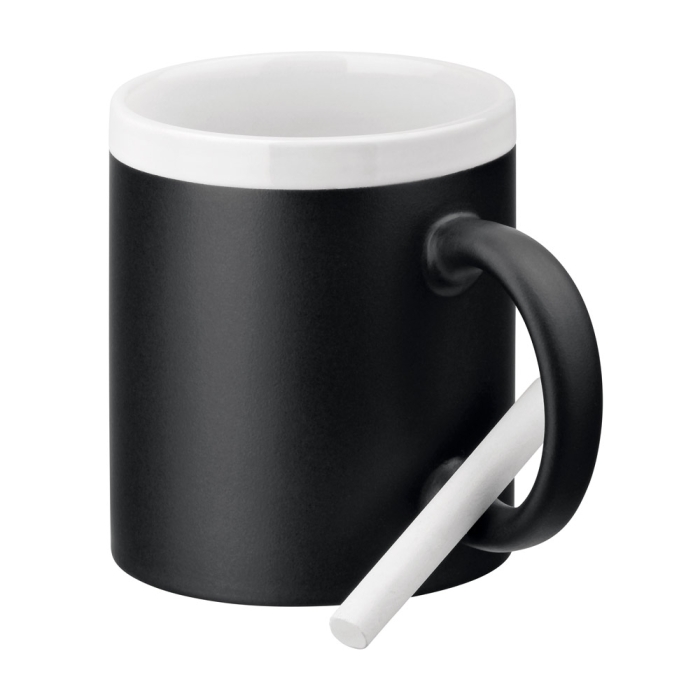 Printed ceramic chalkboard mug with chalk, 330 ml