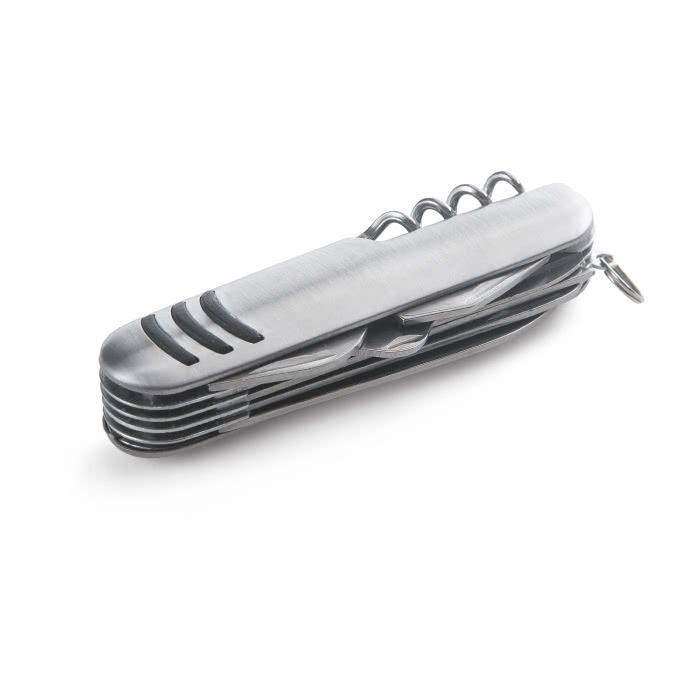 Steel pocket knife with 11 functions and non-slip surface