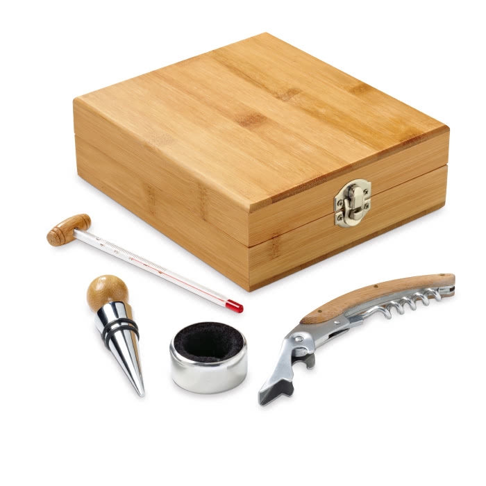 Bamboo wine set with 4 pieces in bamboo box