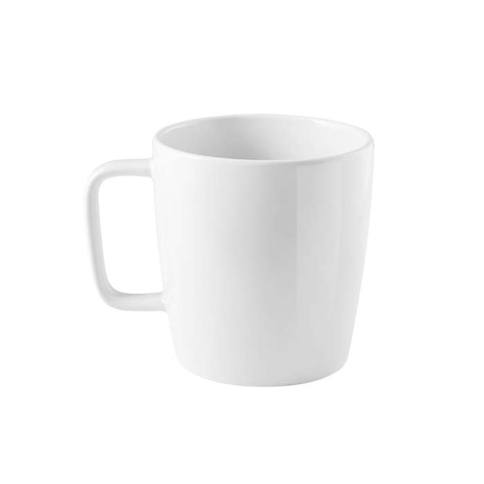White ceramic mug with handle and glossy finish, 450ml