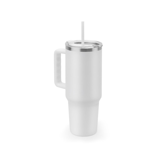 Large recycled stainless steel travel mug, matte finish, 1.3L