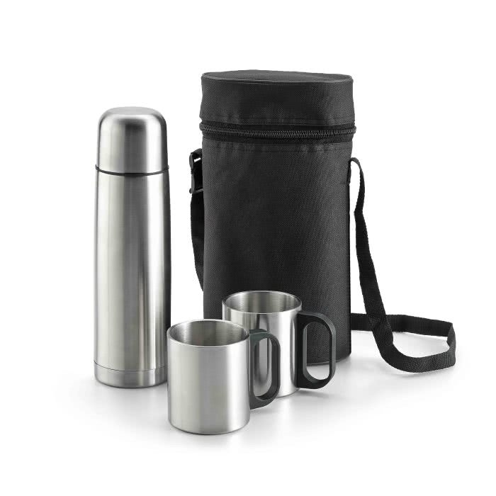 Set with thermos flask and 2 drinking cups in bag
