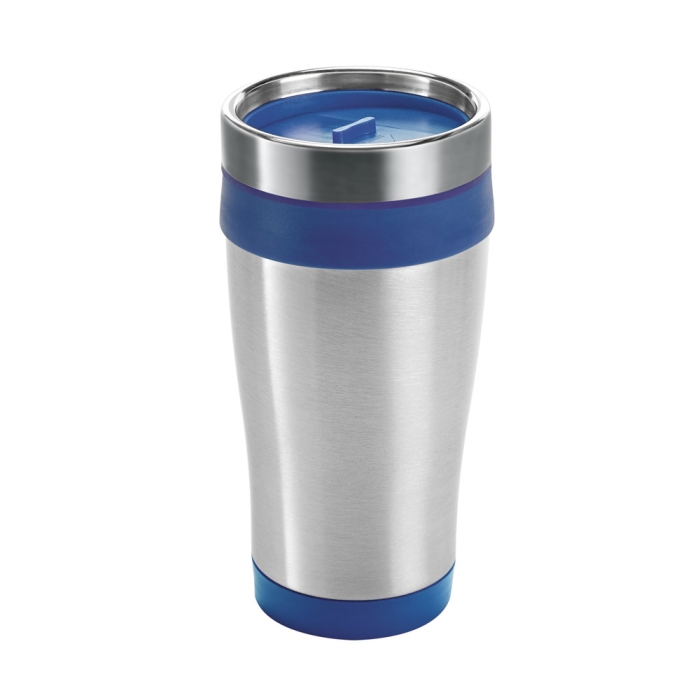 Affordable stainless steel and plastic thermos mug, 410 ml