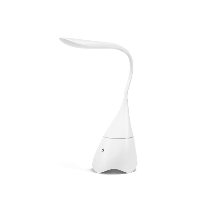 Designer-look desk lamp made of ABS with speaker