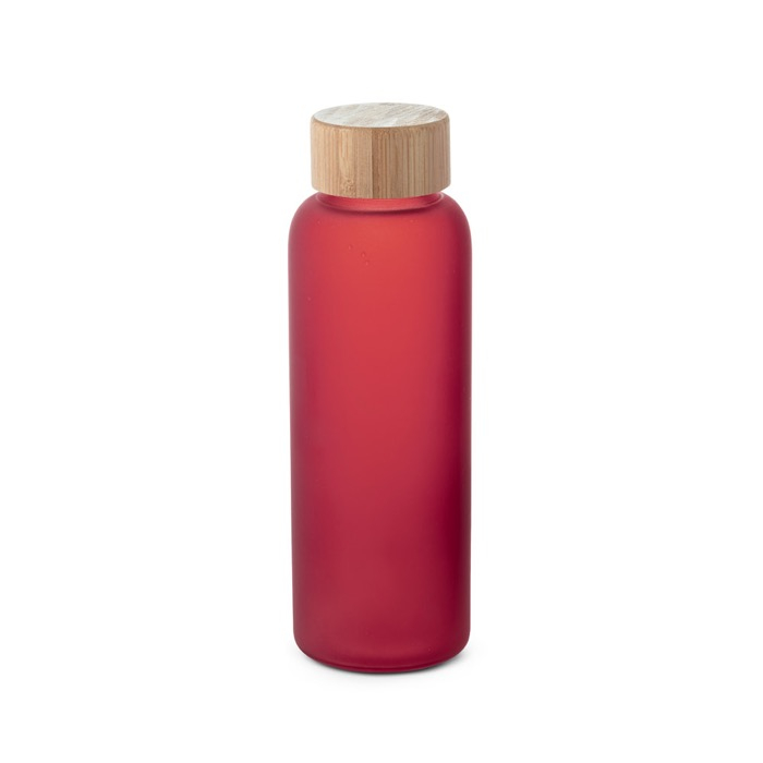 Matte glass bottle with bamboo lid, 500ml