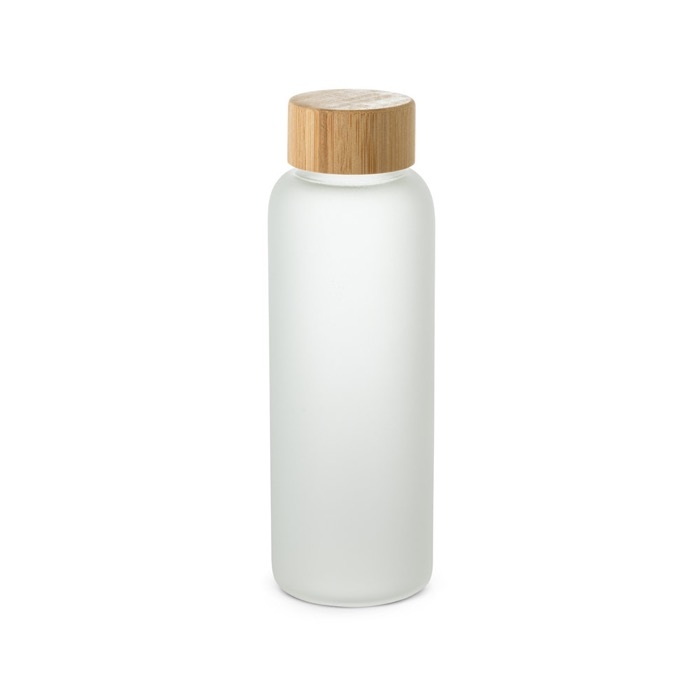 Matte glass bottle with bamboo lid, 500ml