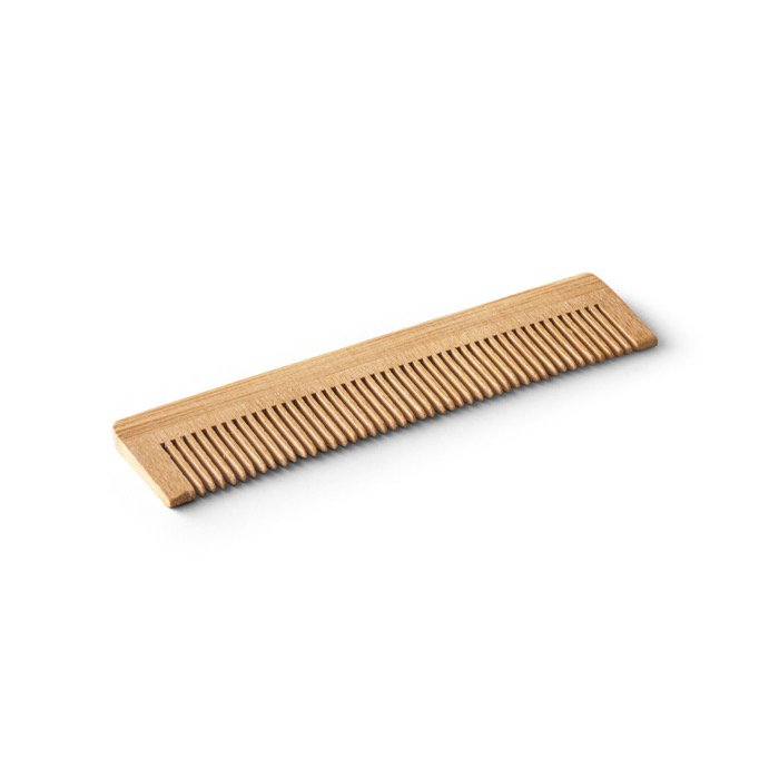 Natural bamboo comb with recycled kraft paper case included