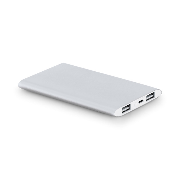 Portable aluminium power bank with LED flashlight, 7,200 mAh