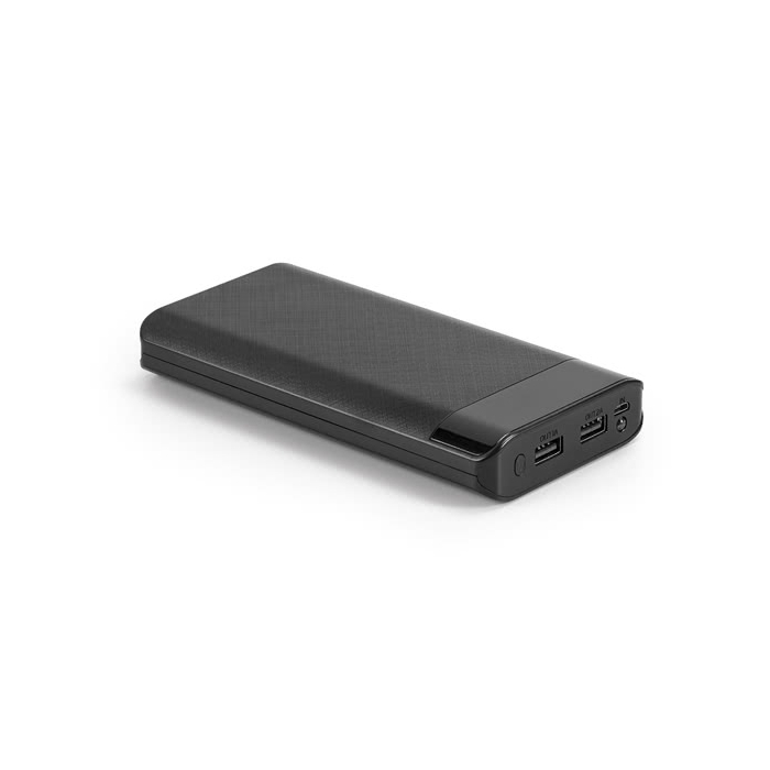 Portable battery ABS with LED light 16000 mAh, Black
