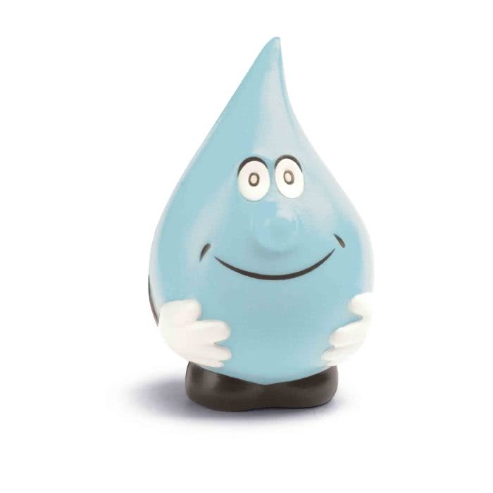 Light blue stress ball in the shape of a water drop