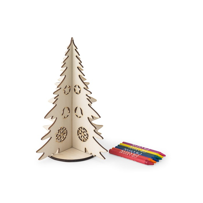FSC™ natural wood Christmas tree, foldable and printable