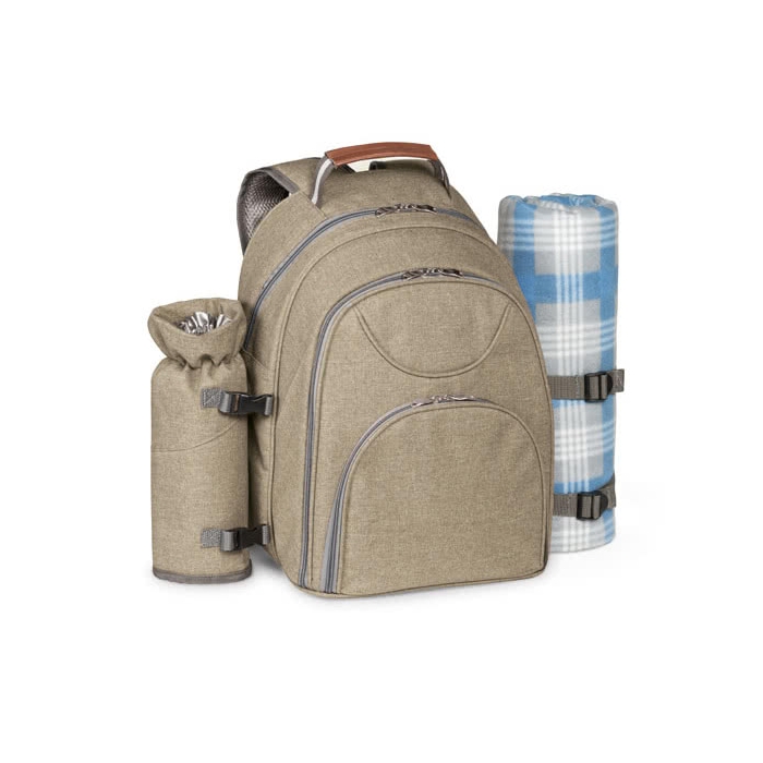 Picnic set, backpack, cooler compartment & fleece blanket