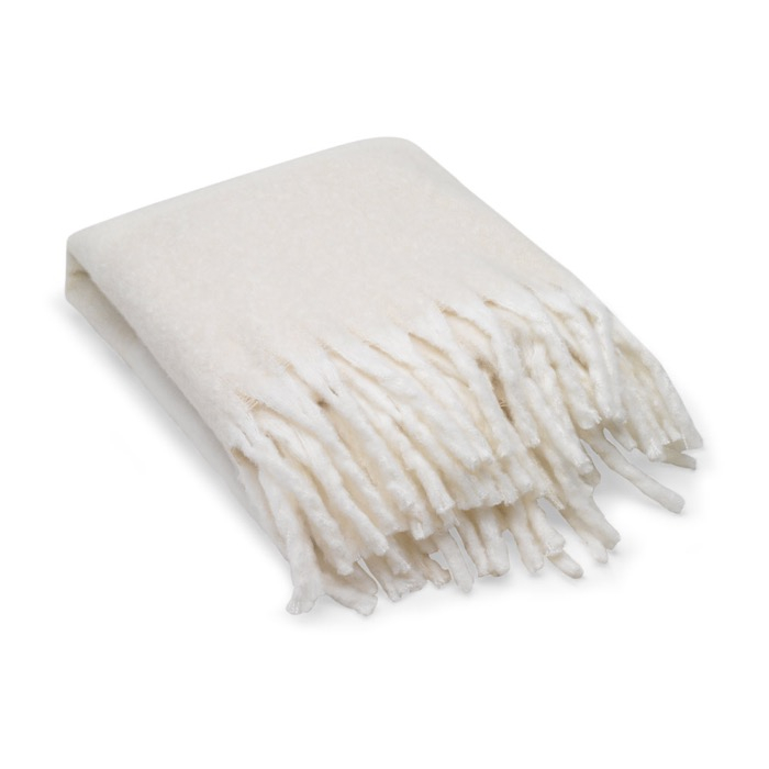 Soft-touch recycled polyester blanket, mohair style, 300 g/m²
