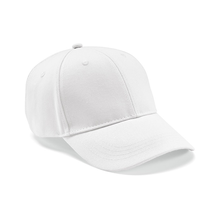 6-panel recycled cotton cap with metal buckle, 280 g/m2