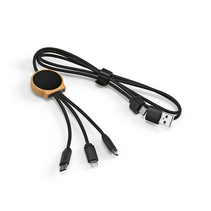 5-in-1 fast charging cable with connectors, RPET