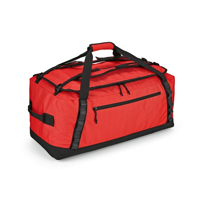 Duffle bag with adjustable reflective straps