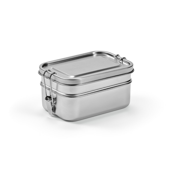 Recycled stainless steel lunch box with clasps, 1.05 L