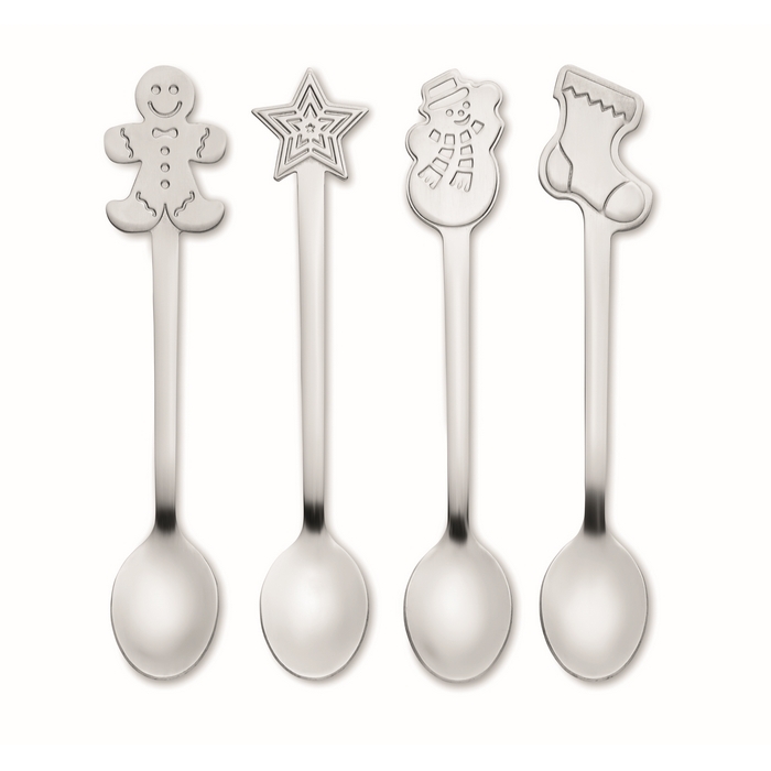 Set of 4 Christmas teaspoons in a gift box