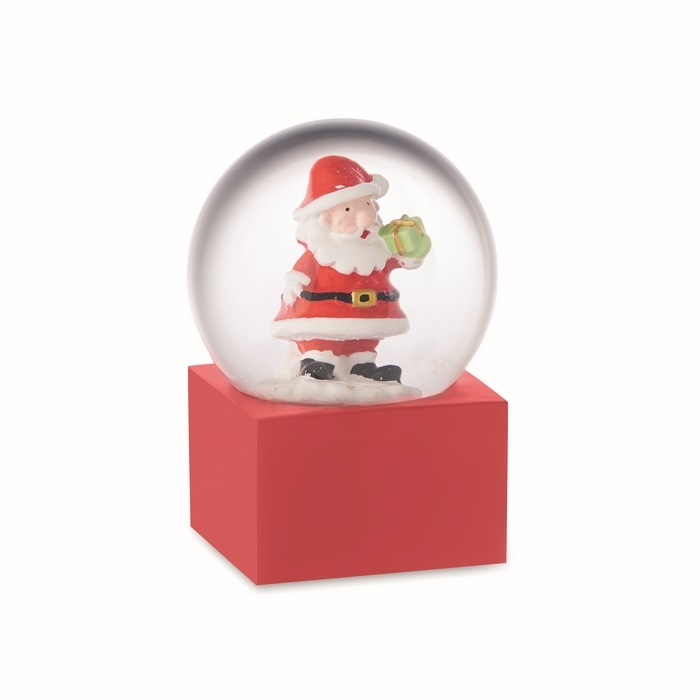 Small glass ornament with Santa Claus inside, with polyresin base