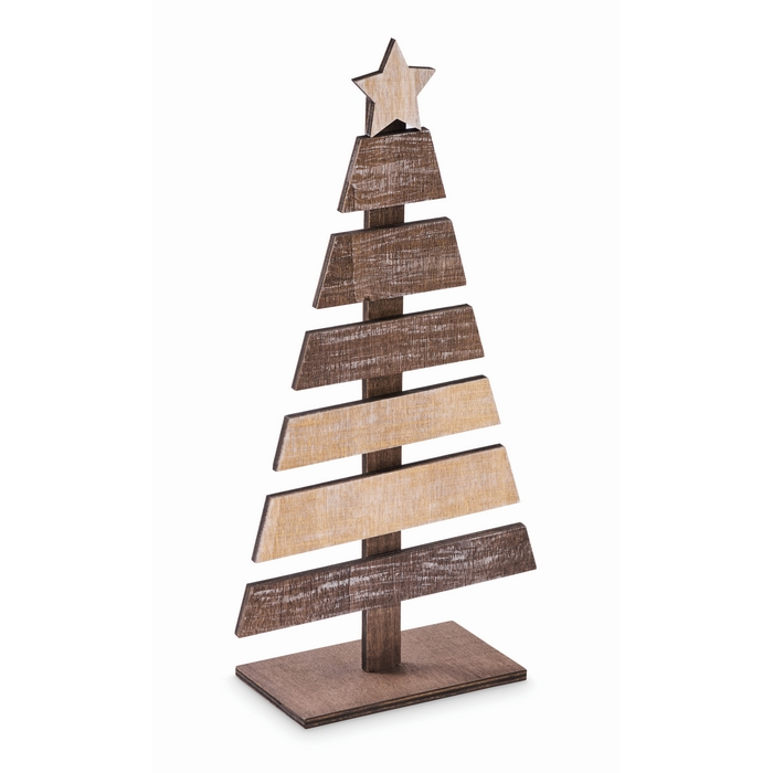 Printable Christmas tree decoration, wooden