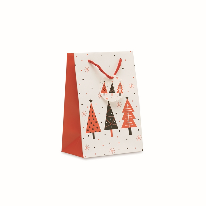 Small Christmas paper gift bag, festive theme
