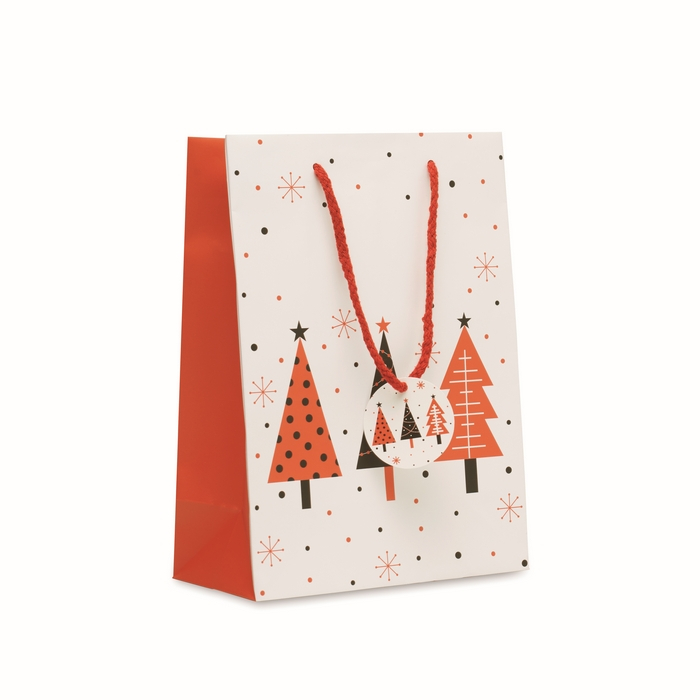 Medium Christmas paper gift bag, festive theme