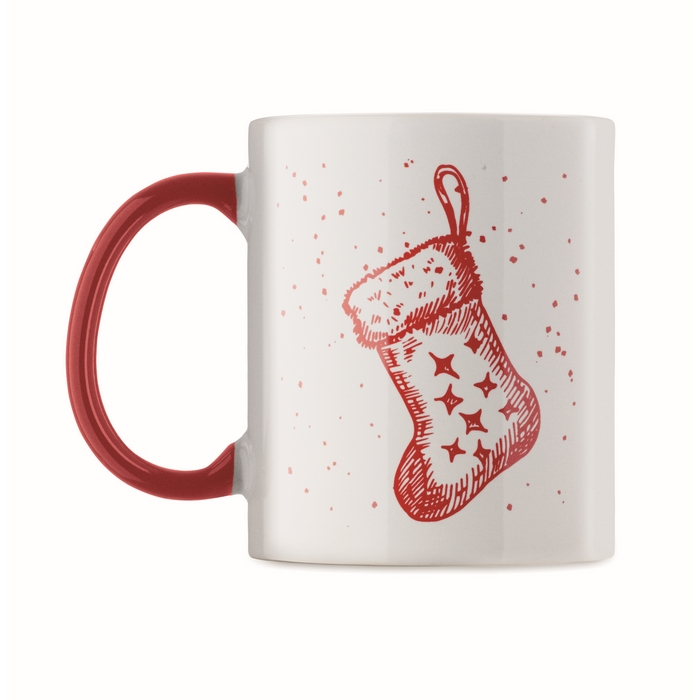 Ceramic mug, Christmas design, matching handle, 300 ml