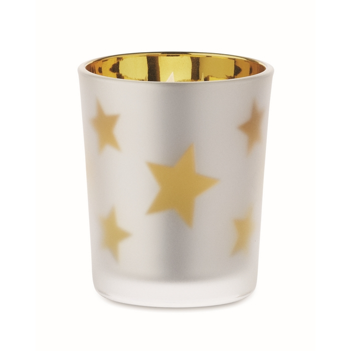 LED candle, glass jar, Christmas stars