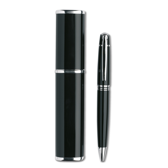 Metal ballpoint pen and case with engraving & elegant finish